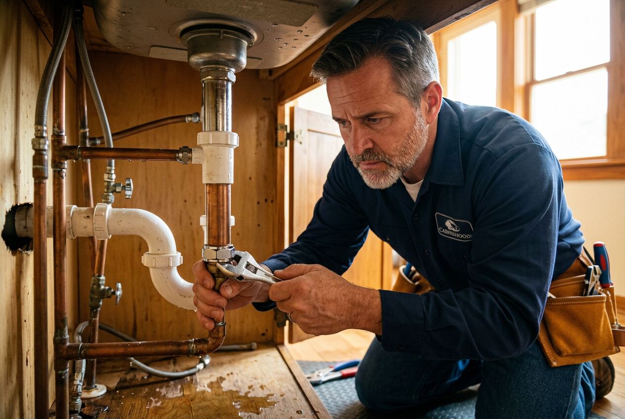 Plumber at work